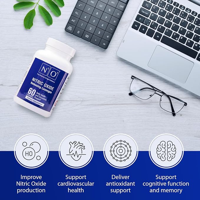 Nitric Oxide Lozenges - 60 Count - Nitric Oxide Supplement for Heart Health, Circulation, Energy, Blood Flow, Oxygenation, Healthy Blood Pressure, Cardiovascular Support for Men & Women