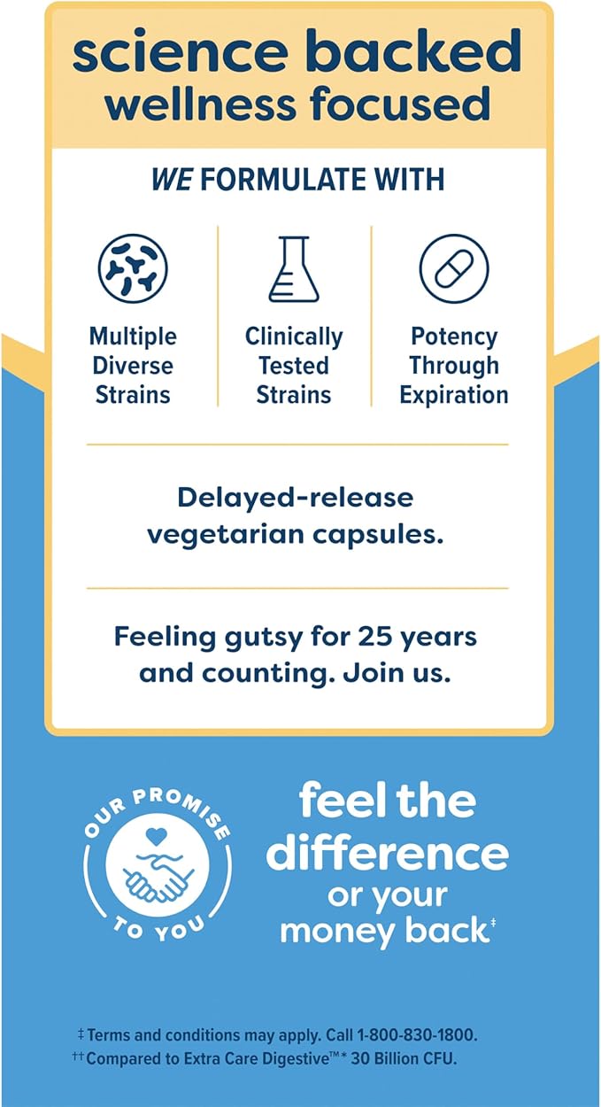 Renew Life Extra Care Digestive Probiotic Capsules, 50 Billion CFU Guaranteed, Daily Supplement Supports Immune, Digestive, Respiratory Health(1), L. Rhamnosus GG, Dairy, Soy and Gluten-Free, 90 Count