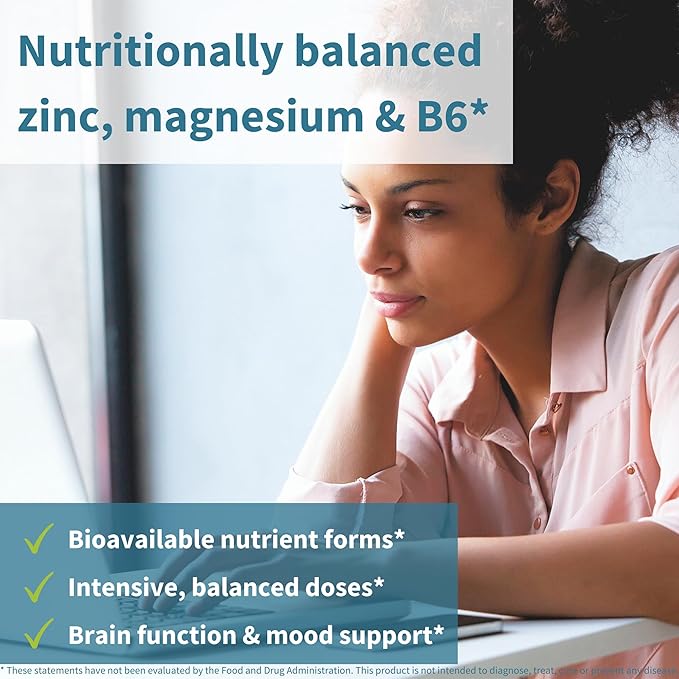 Igennus Neurobalance High Absorption Zinc Magnesium & B6 Complex, Cognitive Support, Focus & Recovery, 24mg Chelated Zinc Picolinate, Oxide-Free Magnesium, Vegan, Non-GMO, 120 Tablets