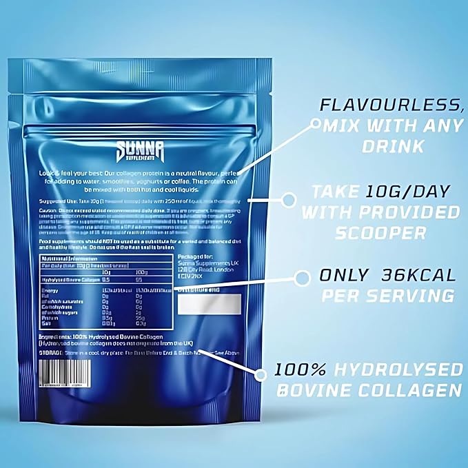 Halal Bovine Collagen Protein Powder for Hair Skin Nails and Joints - Type (I, III) Hydrolysed Premium Bovine Collagen Peptides for Women and Men | Gluten Free | Unflavoured