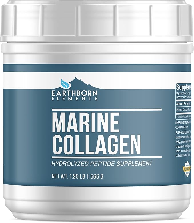 Earthborn Elements Hydrolyzed Marine Collagen Peptides Powder 1.25 lb, Pure & Undiluted, Dietary Supplement