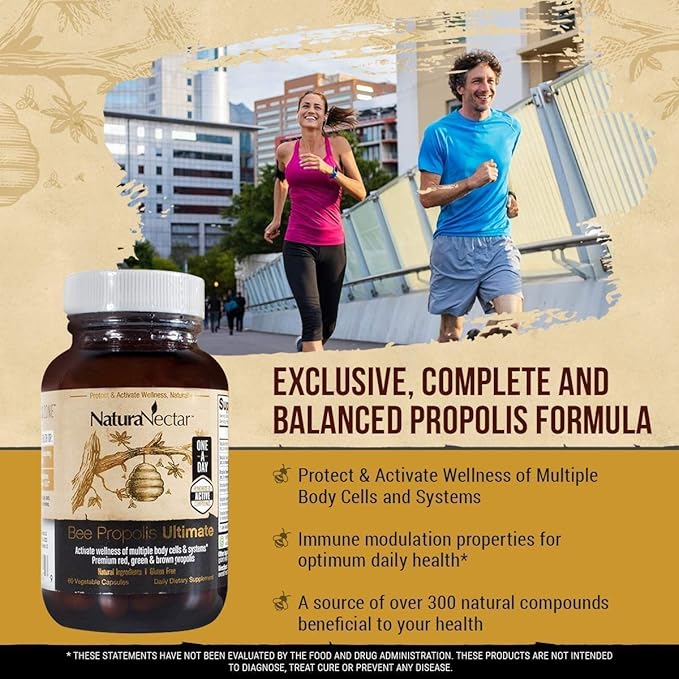 NaturaNectar Natural Bee Propolis Bundle – Bee Propolis Ultimate and Brown Bee Propolis - for Immune, Cardiovascular, and Respiratory Systems Support - 60 Capsules per Bottle