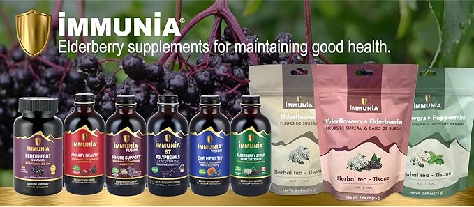 Immunia Elderberry Gummies. for Optimal Immune Support. Highly Concentrated of Elderberry (4,500 mg/2 Gummies). with Vitamin C & Zinc. Antioxidant. Gelatin-Free. Delicious. 60 Gummies