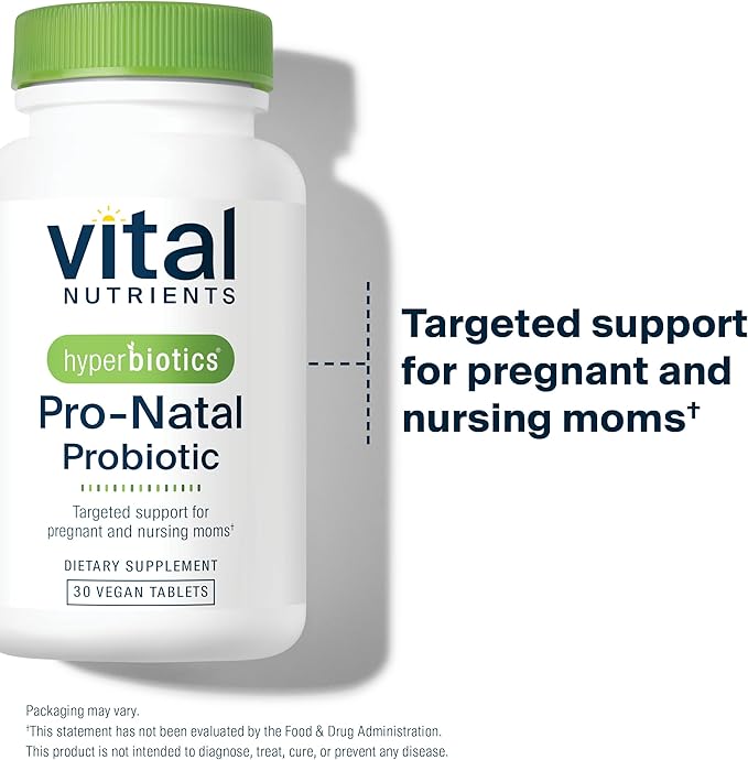 Hyperbiotics Vital Nutrients Pro-Natal Prenatal Probiotics for Women | Support for Occasional Nausea, Bloating, and Gas | Vegan Pregnancy Probiotic for Women | Gluten, Dairy, Soy Free | 30 Tablets
