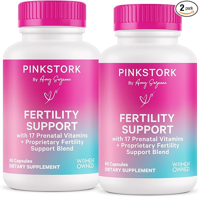 Pink Stork Fertility Supplements for Women - Prenatal Multivitamin with Ovulation, Conception, & Hormone Balance Support - 17 Vitamins & Inositol, Ashwagandha, & Vitex - 120 Capsules