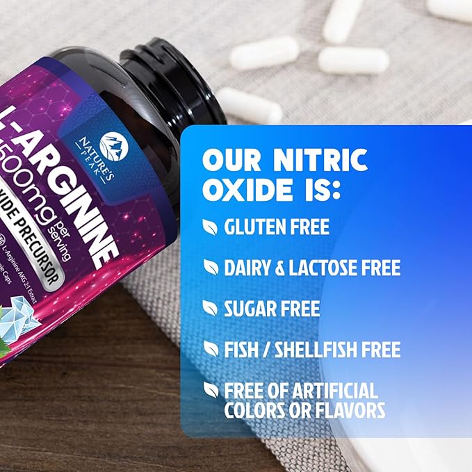 L-Arginine 1000mg Supplement Supports Heart Health - Premium Muscle Supporting Nitric Booster for Strength & Energy to Train Harder - Nature's Non-GMO, Gluten-Free Amino Acid Blend - 120 Capsules