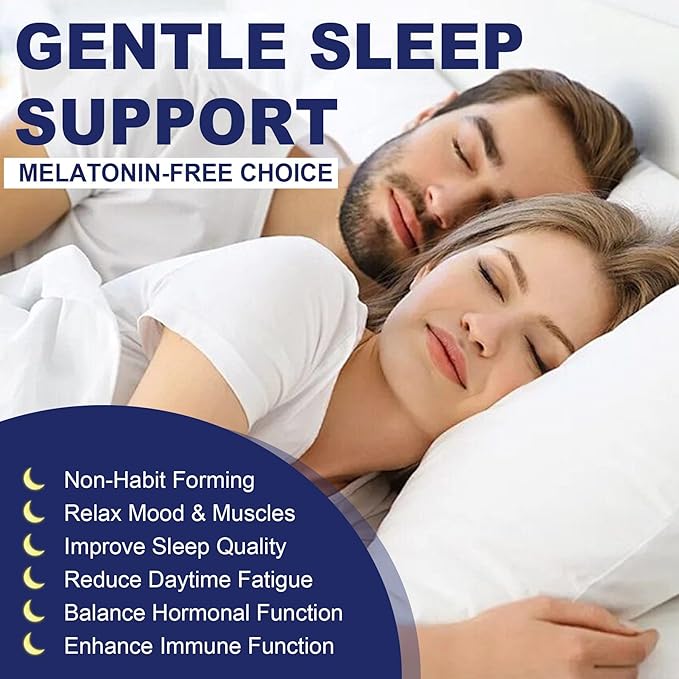 Melatonin Free Sleep Aid Gummies for Adults, Sugar Free Sleeping Gummy No Melatonin, Natural Calm Gummies with Magnesium Glycinate, L-Tryptophan, L-Theanine, GABA, Ashwagandha, Valerian, 120cts