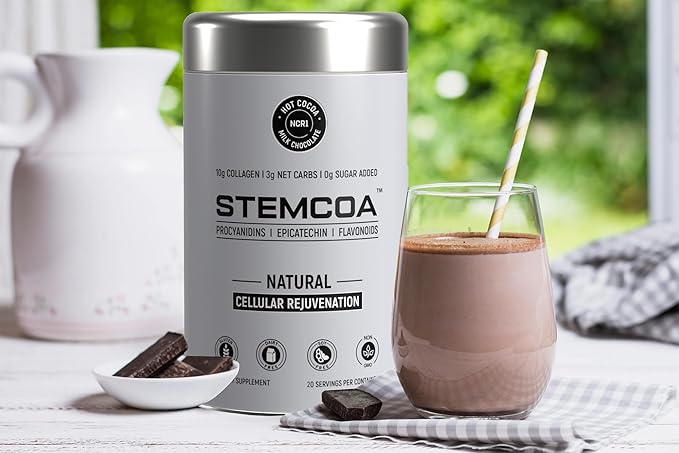NCR1 - Natural Cellular Renewal & Rejuvenation, Milk Chocolate Flavor, Hydrolyzed Bovine Collagen Powder with Cocoa & Resveratrol, Non-GMO, Gluten Free & Keto Diets