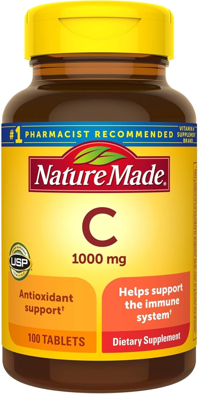 Nature Made Vitamin C 1000 mg Tablets, 100 Count to Help Support the Immune System
