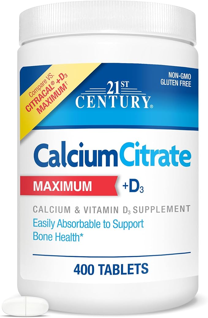 21st Century Vitamins Calcium Citrate Plus D3 Maximum Tablets, 400 Count