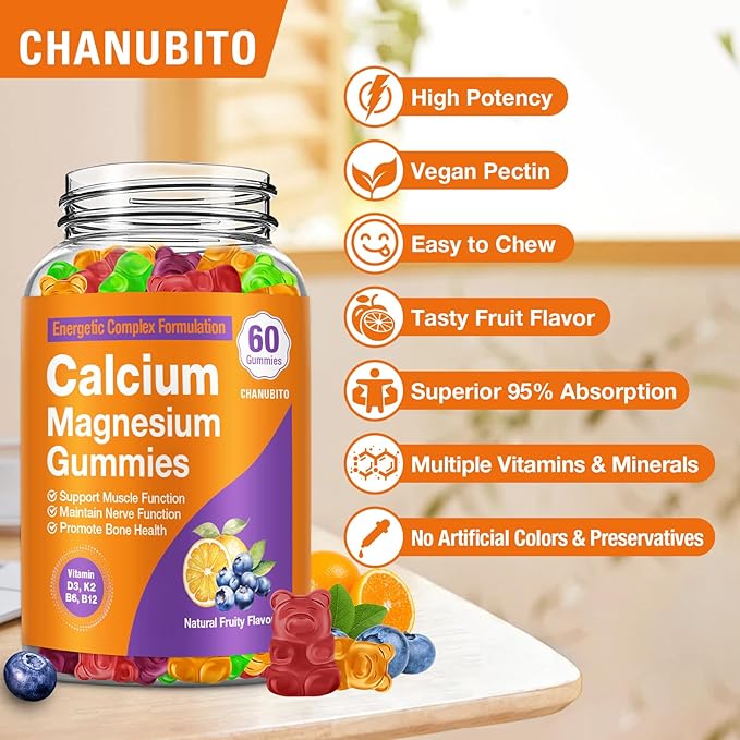Calcium Citrate with Vitamin D3, K2, 1200mg Calcium Gummies with Magnesium Zinc, Extra Absorption Calcium Supplements for Women & Men Bone, Muscle & Immune Support, Fruit Flavor 120 Chewable Gummies