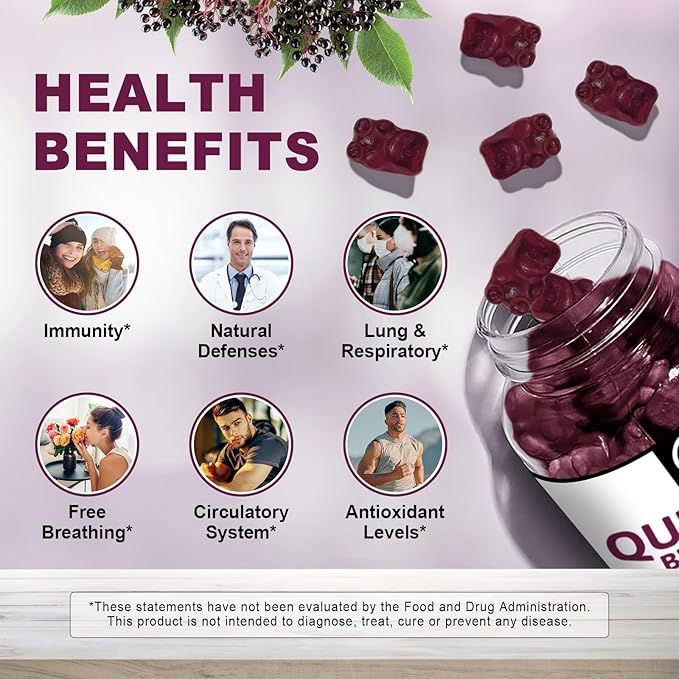 (2 Pack) Quercetin Gummies - Quercetin with Bromelain 2378mg - Blend with Elderberry, Echinacea Purpurea Extract, Zinc, Vitamin C,D3,K2, Complex Supports Immune, Cardiovascular & Respiratory Function