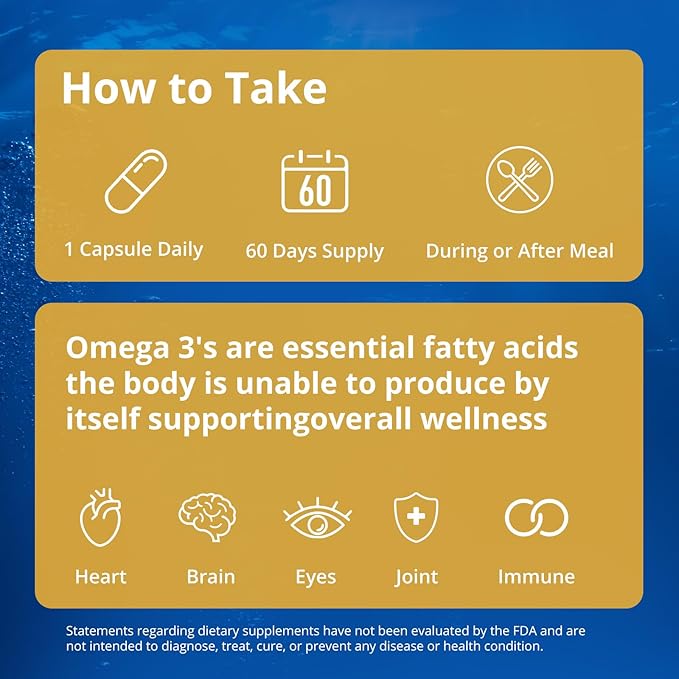 Non-Chemical TGN Fish Oil - 99.9% Purity, Max Absorption, Made in Germany - 1000 mg Omega 3 Supplement, 300 DHA 600 EPA Essential Fatty Acids for Eyes, Brain & Heart Health, 60 Days Supply