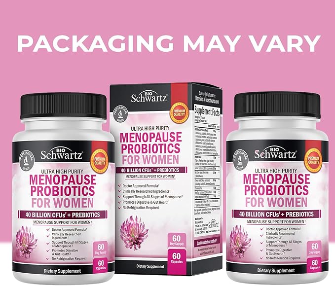 Menopause Supplements for Women - 40 Billion CFU Menopause Probiotics for Women - Support for Hot Flashes Night Sweats Mood Swings and Balance - Non-GMO, 60 Easy-Swallow Capsules, 60 Servings