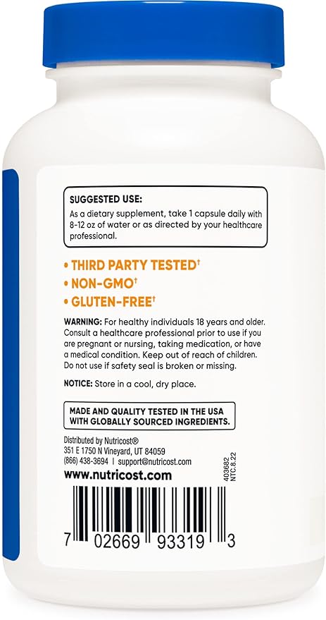 Nutricost Folic Acid (Vitamin B9) 1000 mcg, 240 Capsules (2 Bottles)