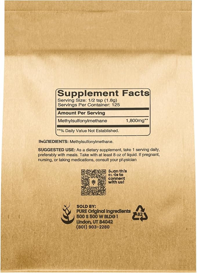 PURE ORIGINAL INGREDIENTS Methylsulfonylmethane (8 oz) MSM, Natural Sulfur, Dietary Supplement