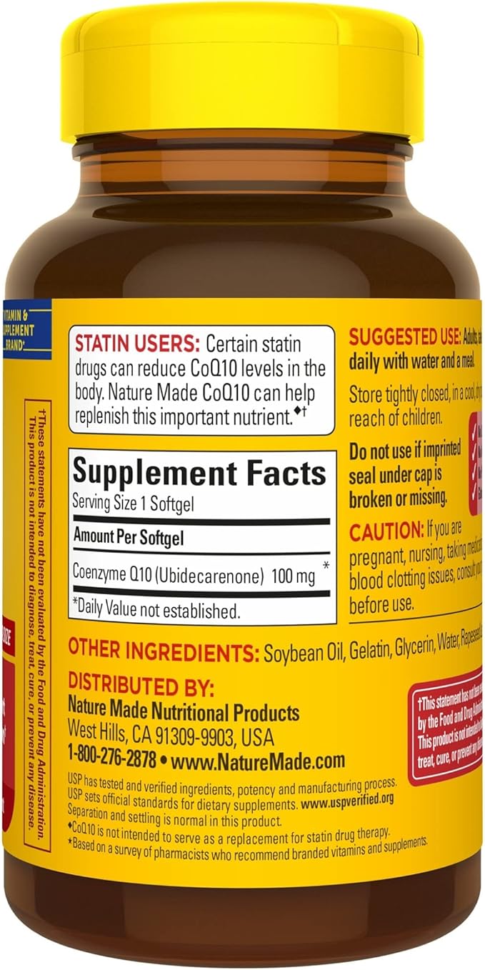 Nature Made CoQ10 100mg, Dietary Supplement for Heart Health Support, 120 Softgels, 120 Day Supply (Pack of 2)