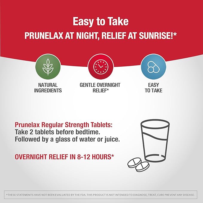 Prunelax Ciruelax Regular Strength Laxative Mini Tablets - Overnight Relief for Occasional Constipation, Senna Extract, Vegan & Gluten-Free, Gentle Relief - 20ct