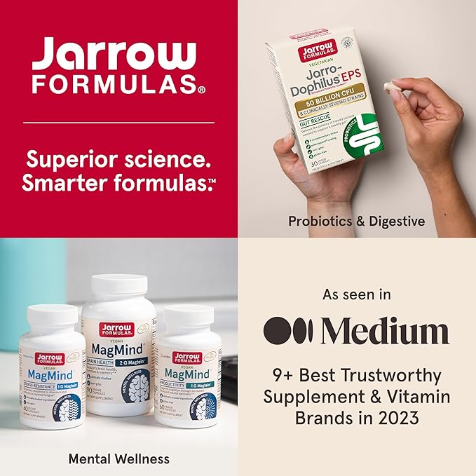 Jarrow Formulas Jarro-Dophilus EPS Advanced, 55 Billion CFU Probiotics, Digestive Support for Adults, 30 Probiotic Supplement Veggie Capsules, Up to 30 Day Supply
