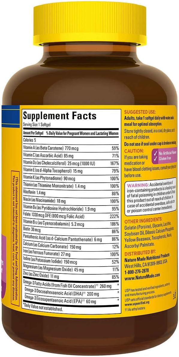 Natures Mades Prenatal Multi + DHA, 150 Softgels Bundle - Vitamins, Herbals & Dietary Supplements for Brain, Bones & Eyes Health