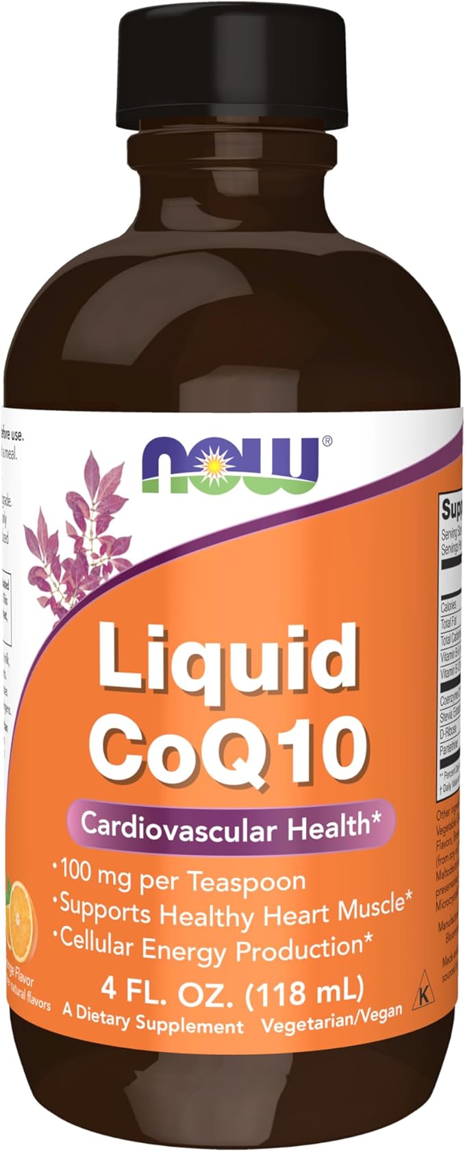 NOW Supplements, CoQ10 Liquid, 100 mg per Teaspoon, with Co-enzyme B Vitamins, Sweetened with Xylitol, 4-Ounce