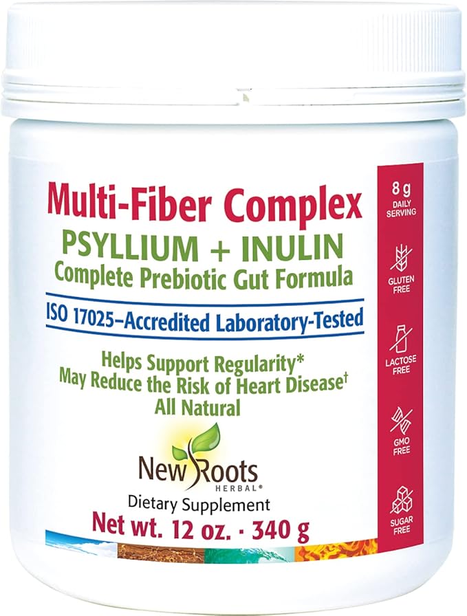 New Roots | Prebiotic Fiber Powder Supplement with Psyllium Husk and Inulin (from Chicory Root)| Fiber Prebiotic Supplement Supports Gut and Digestive Health, Unflavored 12 oz (340 g)