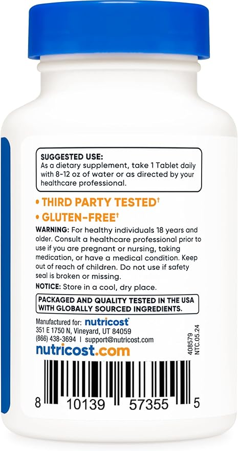 Nutricost Zinc Gluconate 50mg, 180 Tablets - GMO-Free