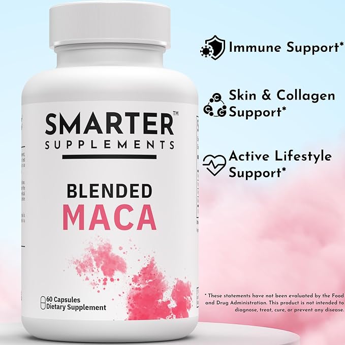 Premium Organic Blended Maca Root Black, Red, Yellow - 60 Vegan Capsules Peruvian Maca Root Gelatinized 100% Pure Non-GMO Supports Reproductive Health Natural Energizer - Made in USA