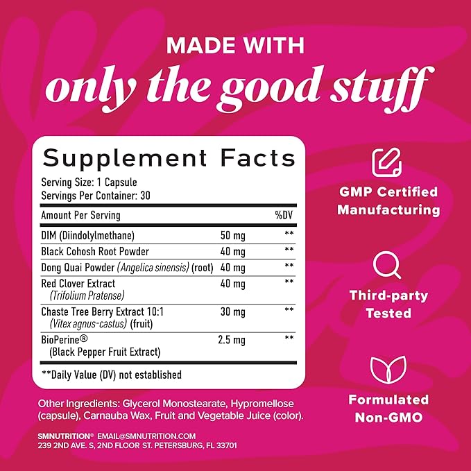 Menopause Vitamins Beadlets with Black Cohosh, Red Clover & More | Hot Flashes, Night Sweats & Mood Support | Menopause Supplements for Women with Dong Quai, Chaste Tree Berry & DIM | Non-GMO 30ct