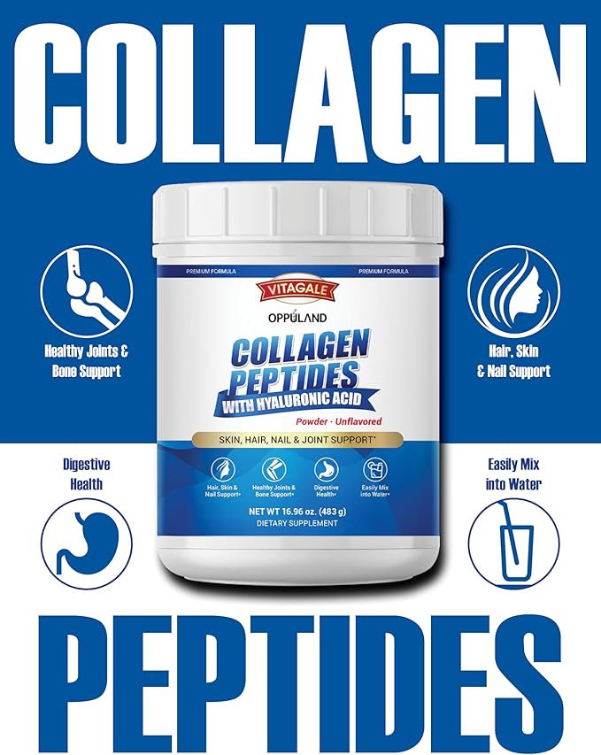 Collagen Peptides Powder with Hyaluronic Acid – Hydrolyzed Protein for Men & Women – Unflavored Collagen Supplement – Clean & Simple Ingredients – Skin Hair Nail & Joint Support - 483 g