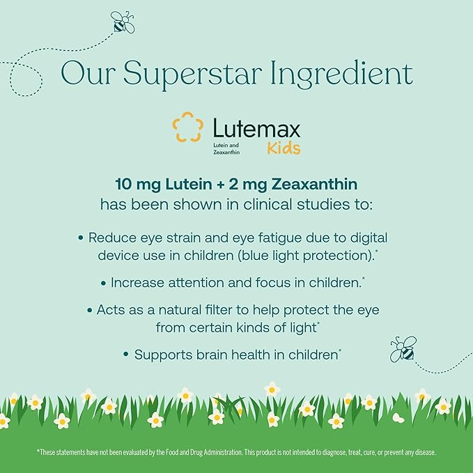 True Grace True Littles Daily Kids Multi - 60 Pectin Gummies - - Clinically Studied Lutemax Kids Lutein & Vitamin D3 + K2 - Allergen Free & Vegan - 60 Servings
