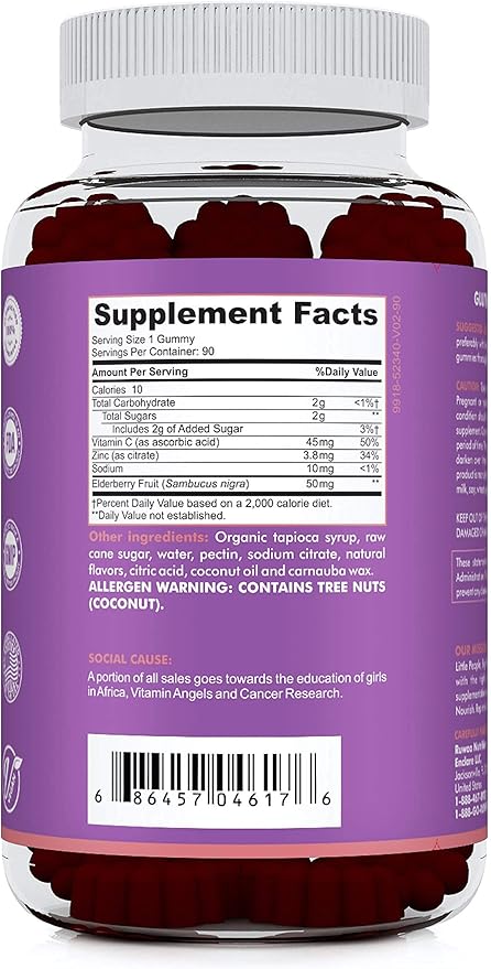 Vitamins, Elderberry Gummies, Zinc Supplements & Vitamin C: Immune Support Vitamins, Bone, Brain, Lung, Skin | Elderberry Gummies Vegan, Gluten Free, Non-GMO (1)