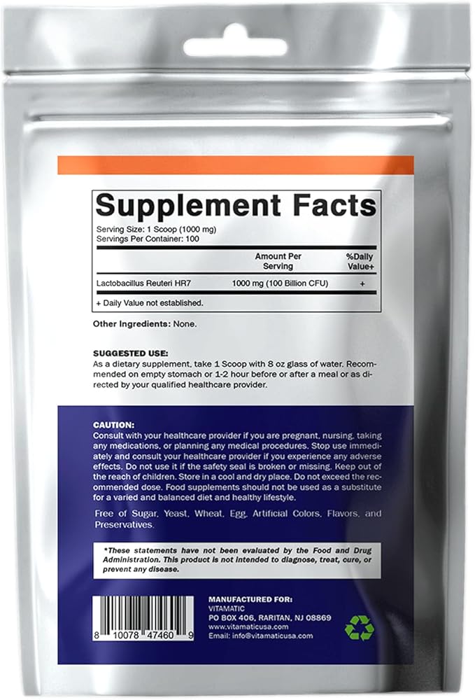 Vitamatic Lactobacillus Reuteri Probiotic Powder - Digestive Health Support - 100 Gram (3.5 OZ) - 100 Servings