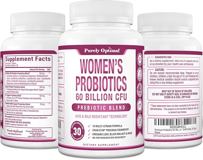 Purely Optimal Premium Probiotics (Various Types) with Organic Prebiotics & Digestive Enzymes (30 Count (Pack of 1), Unflavored)