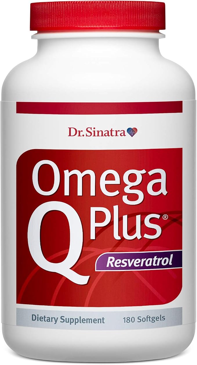 Dr. Sinatra Omega Q Plus Resveratrol - Omega-3 Supplement with CoQ10 and Resveratrol - Promotes Comprehensive Heart and Whole Body Health to Help You Age Well (180 softgels)