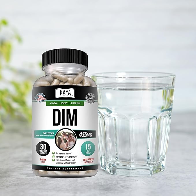 Kaya Naturals DIM Ultra (30 Capsules) | DIM Supplement for Women and Men | Vegetable Capsules with Broccoli Extract & BioPerine | Herbal Supplement for Hormonal Support, Acne, Menopause, and Prostate