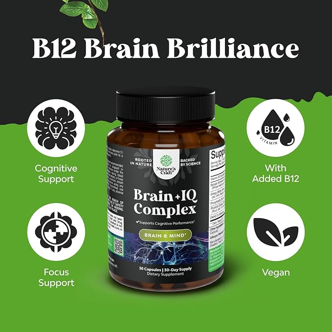 Bundle of Nootropic Memory Supplement for Brain Support and Vitamin B Complex Adult Multivitamin - Vitamin B 12 Bacopa Monnieri Rhodiola Rosea DMAE - Natural Energy Supplement with Active B Complex