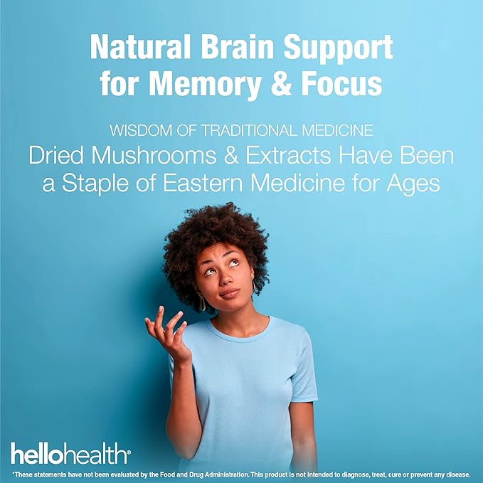 Happy Brain Mushroom Complex Nootropics Brain Support Supplement | 10 Mushroom Supplement: Lions Mane, Turkey Tail, Red Reishi, Shiitake Mushrooms for Mental Clarity, Energy & Immune Support 60 ct