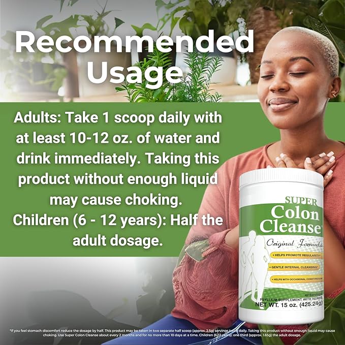Health Plus Super Colon Cleanse Original Formula (1990-2025), 15 oz Powder, 42 Servings - Natural Detox, Digestive Support, Constipation Relief & Gentle Gut Cleanse