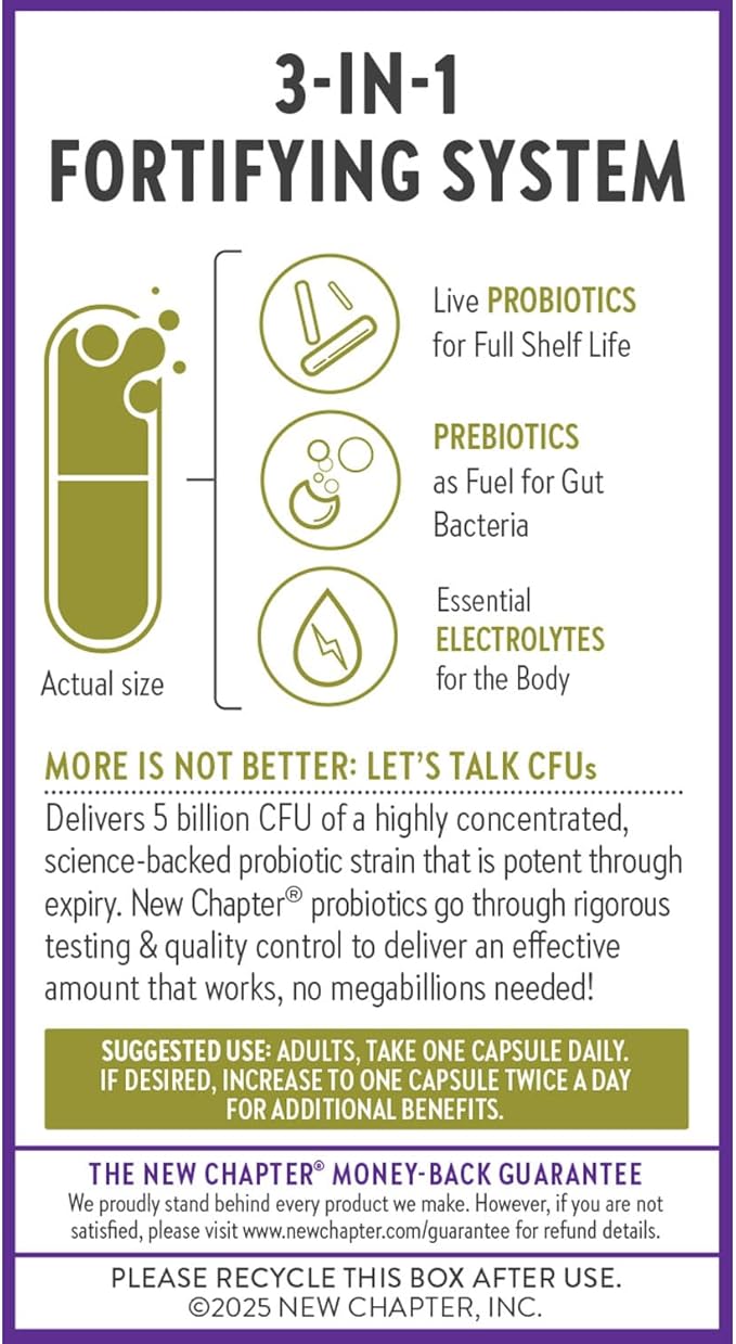 New Chapter All-Flora Probiotic Flora Fortify, Ultra-Concentrated Probiotics for Digestive Health, Survives Antibiotic Use, with Electrolytes + Inulin Prebiotic Fiber, 100% Vegan, 14-Day Supply