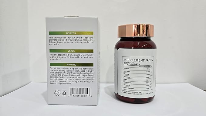 Lutein Eye Vitamins - Eye Health Supplements for Macular Pigment & Dry Eye, Contains Lutein, Zeaxanthin, Zinc, Vitamins C & E to Adult Support Healthy Vision (60 Capsules)
