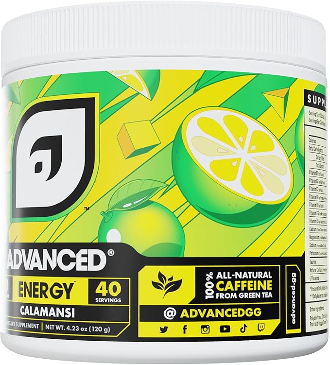 Advanced Energy - Energy Brmula with Electrolytes for Hydration oosting Fo- L-Theanine to Combat Jitters - Sugar Free & Keto Friendly - No Maltodextrin (40 Servings) (Calamansi)