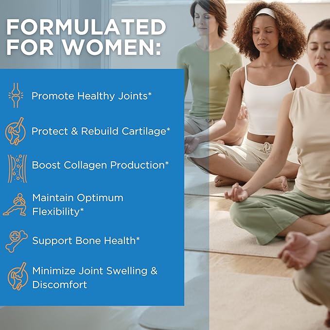 Joint Supplements for Women – Glucosamine Chondroitin MSM with Turmeric and Boswellia – Supports Bone & Joint Health, Flexibility, Mobility, Recovery & Boosts Collagen – 90 Capsules