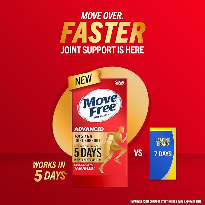 Move Free Advanced 5-Day Joint Support Supplement with TamaFlex (Turmeric & Tamarind), Glucosamine, & Vitamin D3 for Joint Health, Bone Strength, Cartilage, and Knee Range of Motion. 90 Count