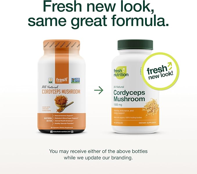 Organic Cordyceps Capsules (Cordyceps Sinensis Mushroom Extract)- 1500mg Per Serving - Energy & Stamina Support - Rich in Alpha Glucan - Vegan, Non GMO, Gluten-Free - 90 Capsules