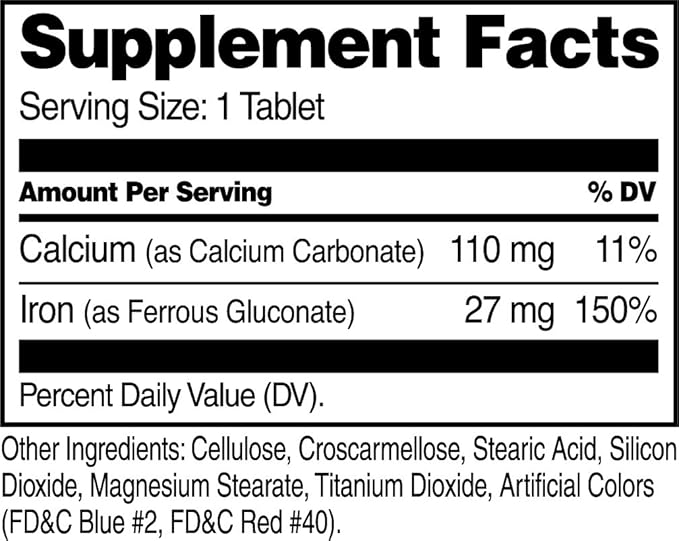21st Century Iron 27 Mg Ferrous Gluconate Tablets, 110 Count (Pack of 2)