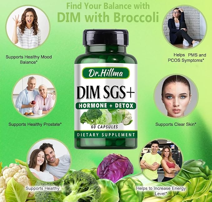 Dim Hormone Detox Supplement 200Mg Diindolylmethane Encourages Normal Estrogen Supplement for Women, Hormonal Acne Hot Flashes Supplements, Menopause Support, Promotes Detoxification(60Capsules)