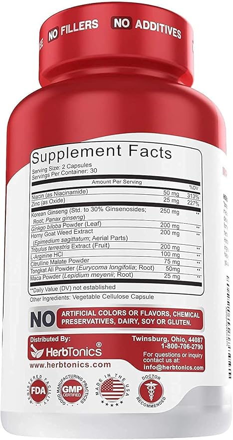 Herbtonics Korean Panax Red Ginseng and Strengthtonic Testosterone Booster for Men Bundle
