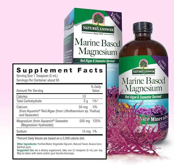 Nature's Answer Marine-Based Liquid Magnesium 16-Ounces | Multi-Mineral Complex | Supplies 72 Trace Minerals | No Artificial Flavors or Preservatives | Single Count