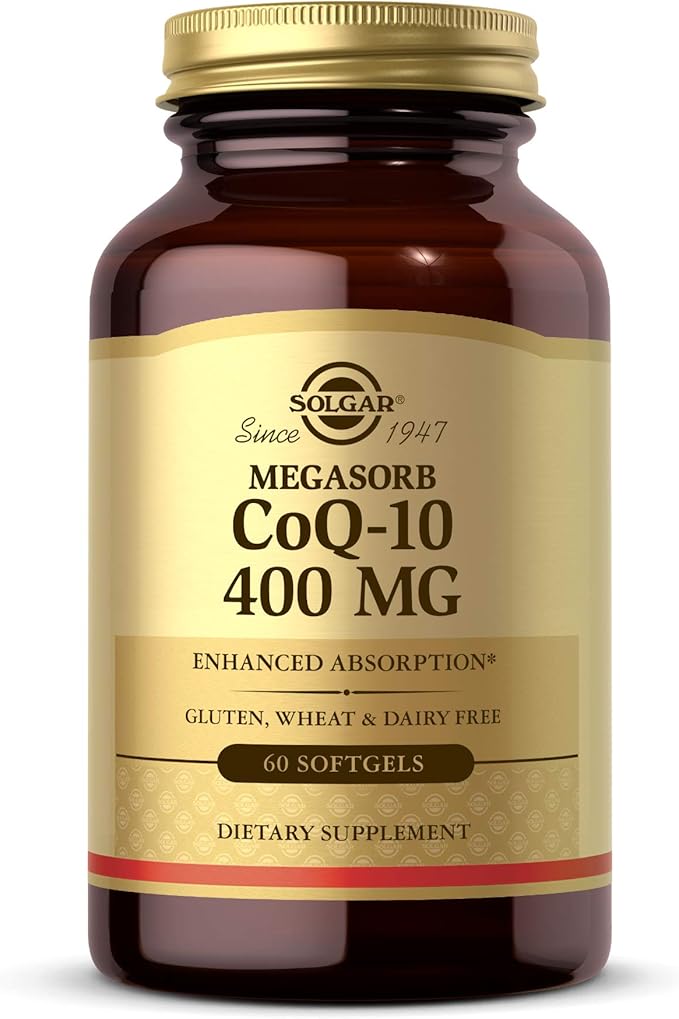 Solgar Megasorb CoQ-10 400 mg, 60 Softgels - Supports Heart & Brain Function - Coenzyme Q10 Supplement - Enhanced Absorption - Gluten Free, Dairy Free